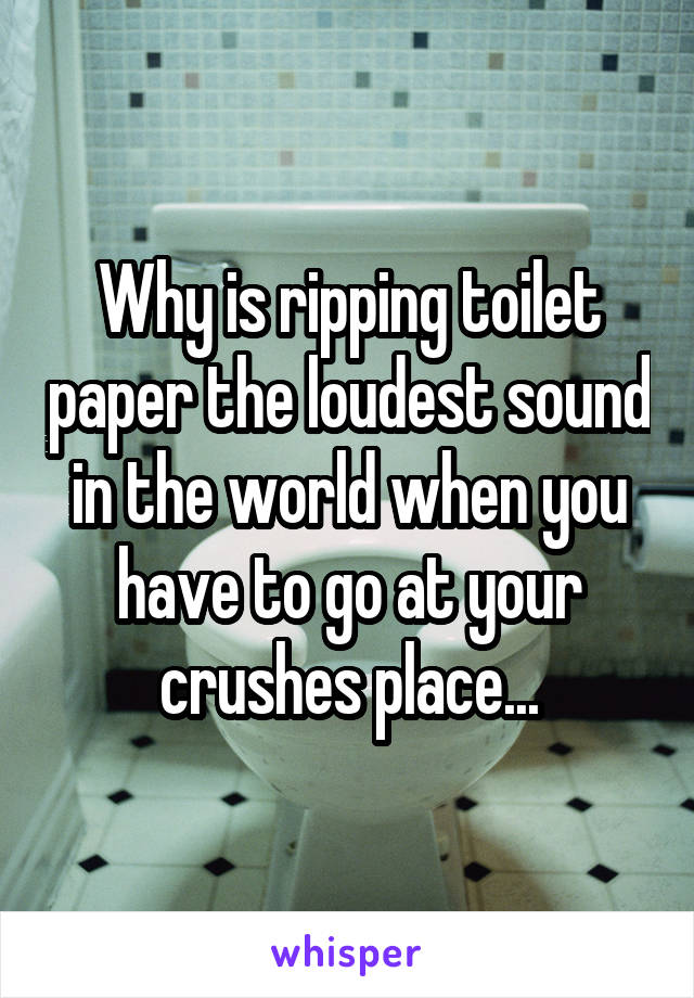 Why is ripping toilet paper the loudest sound in the world when you have to go at your crushes place...