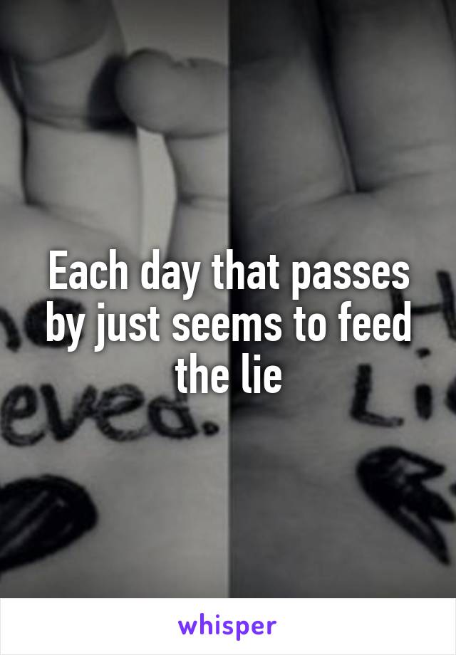 Each day that passes by just seems to feed the lie