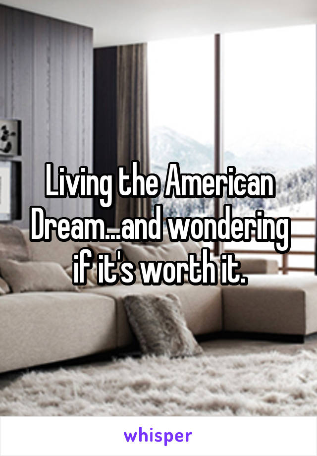 Living the American Dream...and wondering if it's worth it.