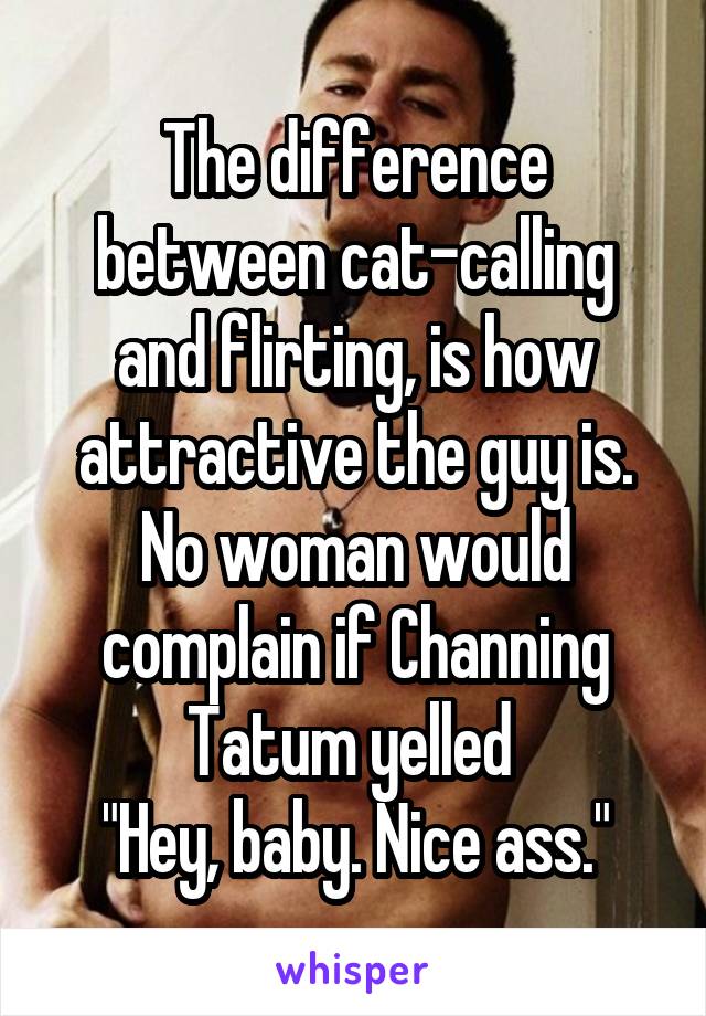 The difference between cat-calling and flirting, is how attractive the guy is.
No woman would complain if Channing Tatum yelled 
"Hey, baby. Nice ass."