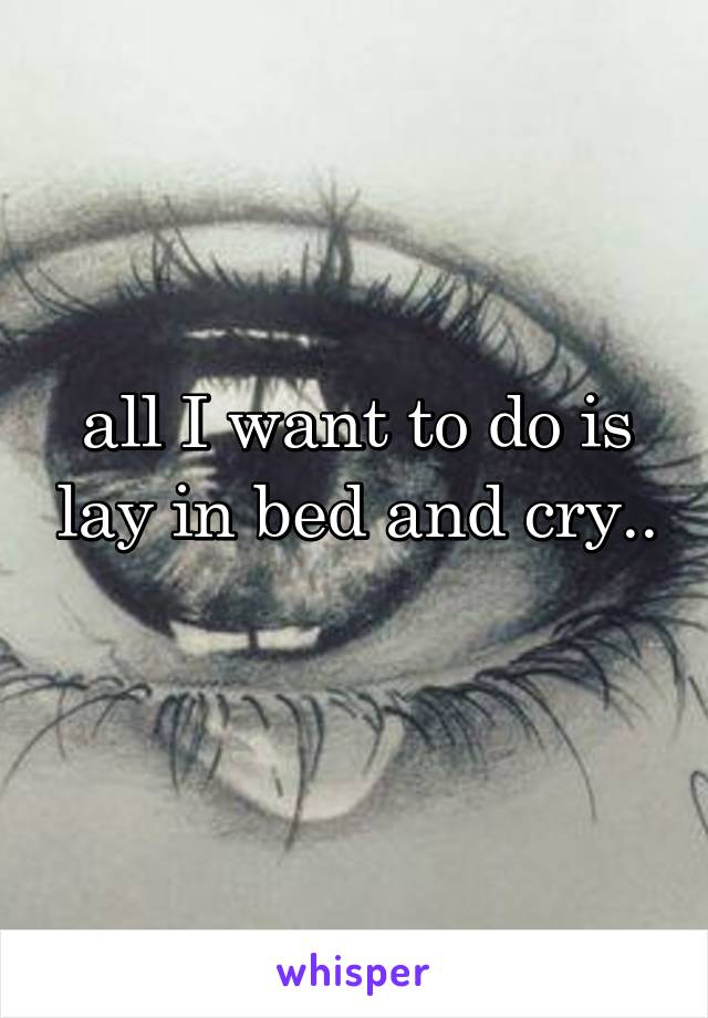 all I want to do is lay in bed and cry.. 