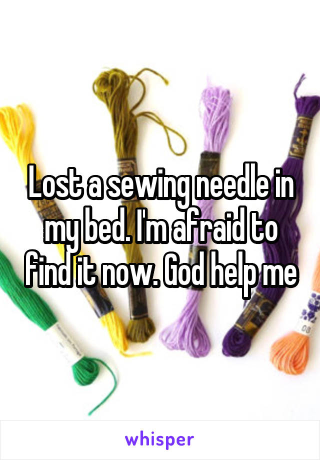 Lost a sewing needle in my bed. I'm afraid to find it now. God help me