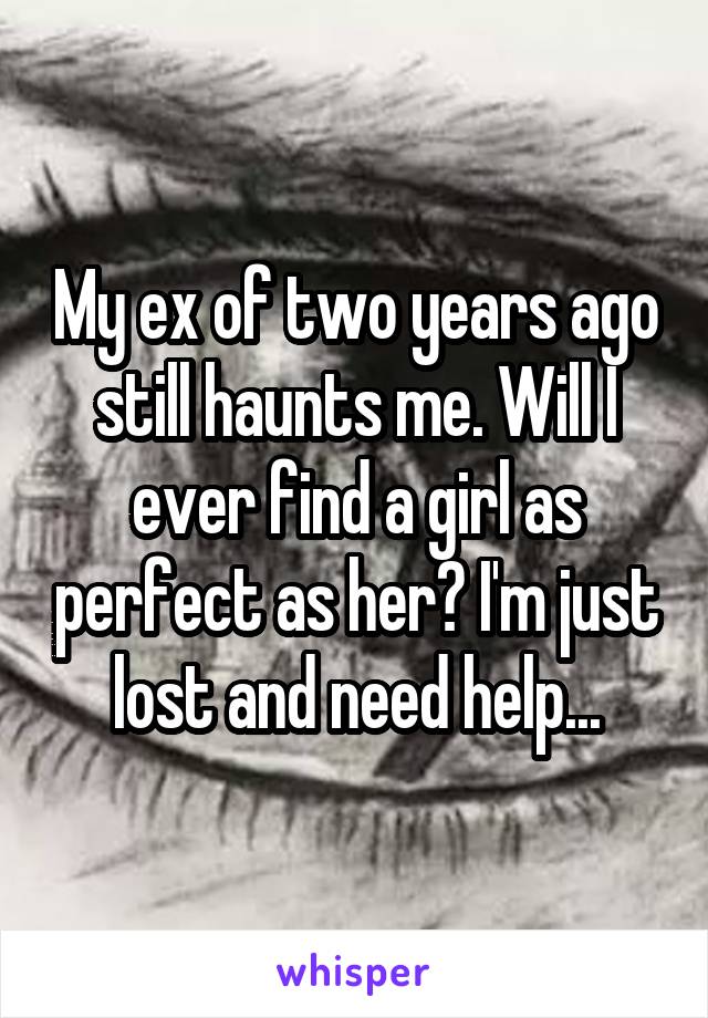 My ex of two years ago still haunts me. Will I ever find a girl as perfect as her? I'm just lost and need help...