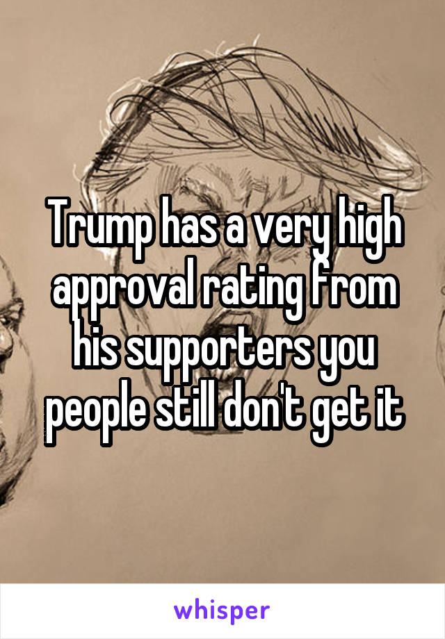 Trump has a very high approval rating from his supporters you people still don't get it