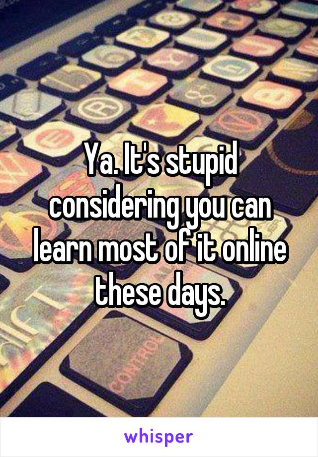 Ya. It's stupid considering you can learn most of it online these days.