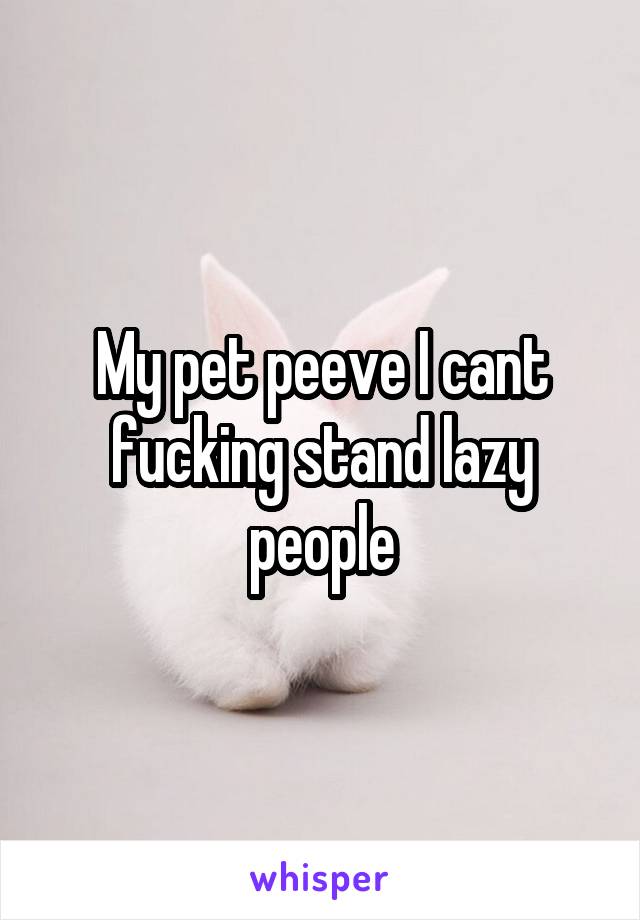 My pet peeve I cant fucking stand lazy people