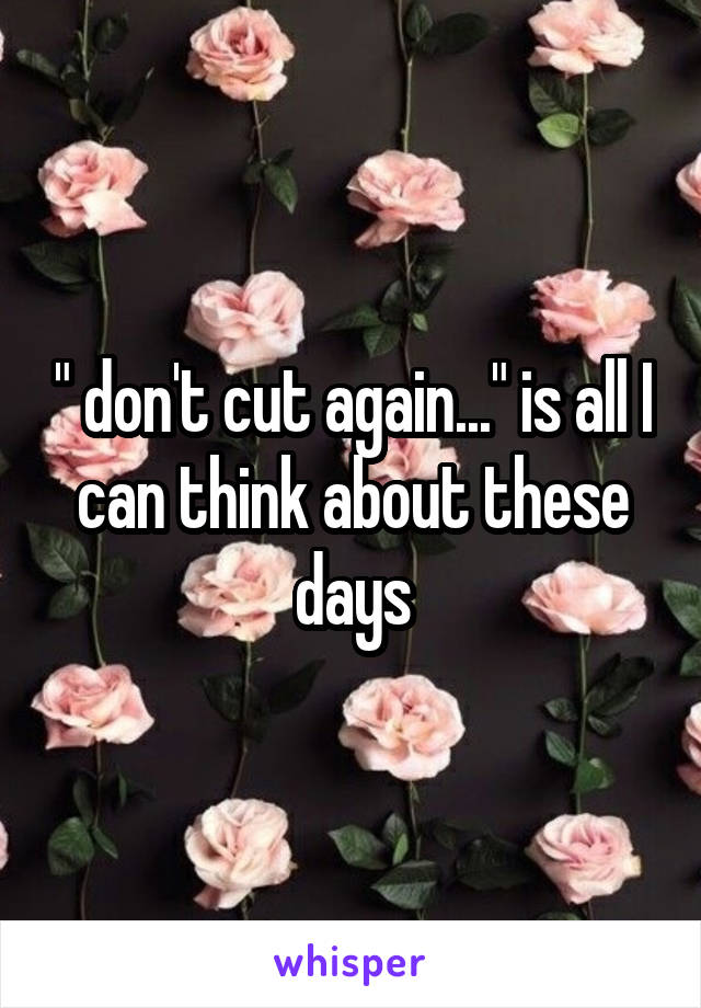 " don't cut again..." is all I can think about these days