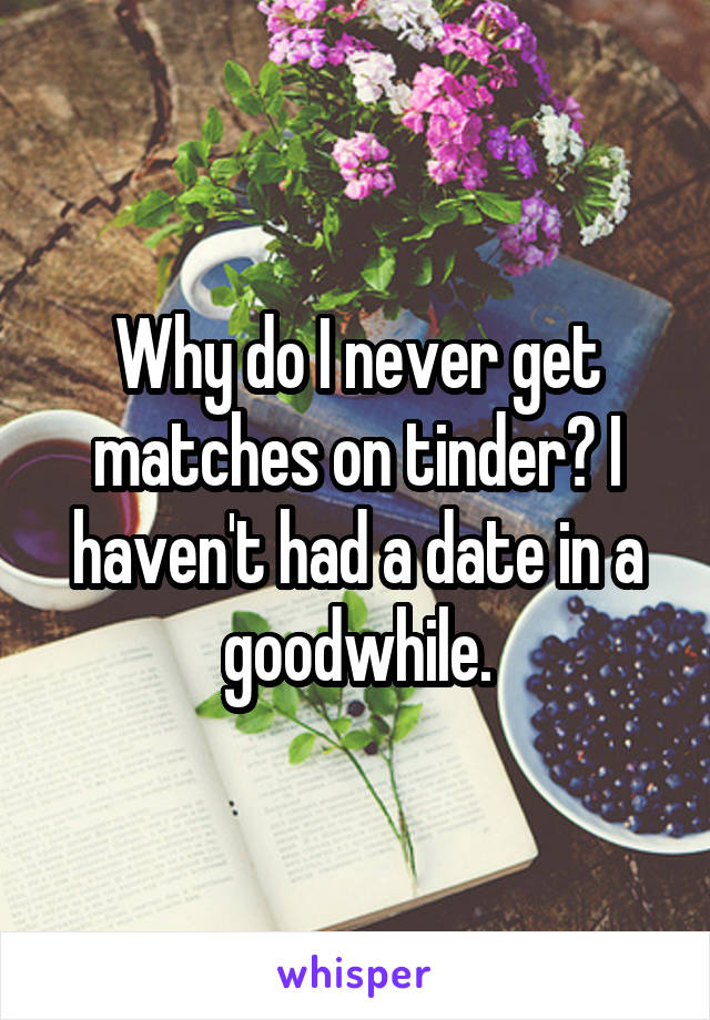 Why do I never get matches on tinder? I haven't had a date in a goodwhile.