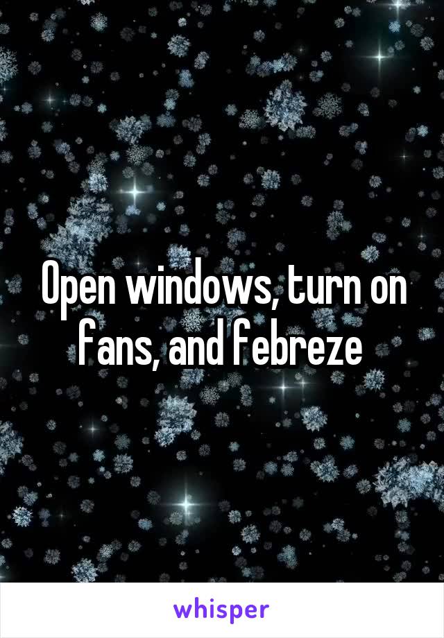 Open windows, turn on fans, and febreze 