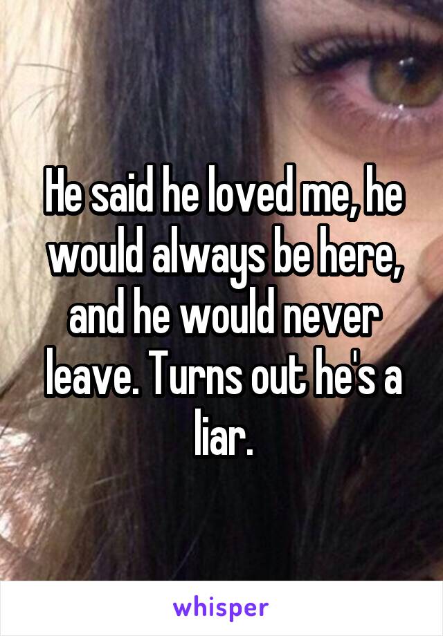 He said he loved me, he would always be here, and he would never leave. Turns out he's a liar.