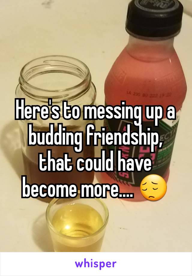 Here's to messing up a budding friendship, that could have become more.... 😔