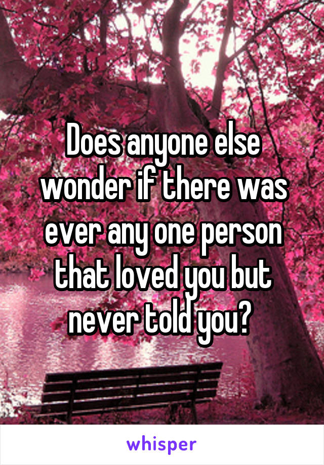 Does anyone else wonder if there was ever any one person that loved you but never told you? 