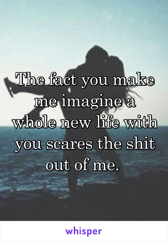 The fact you make me imagine a whole new life with you scares the shit out of me. 