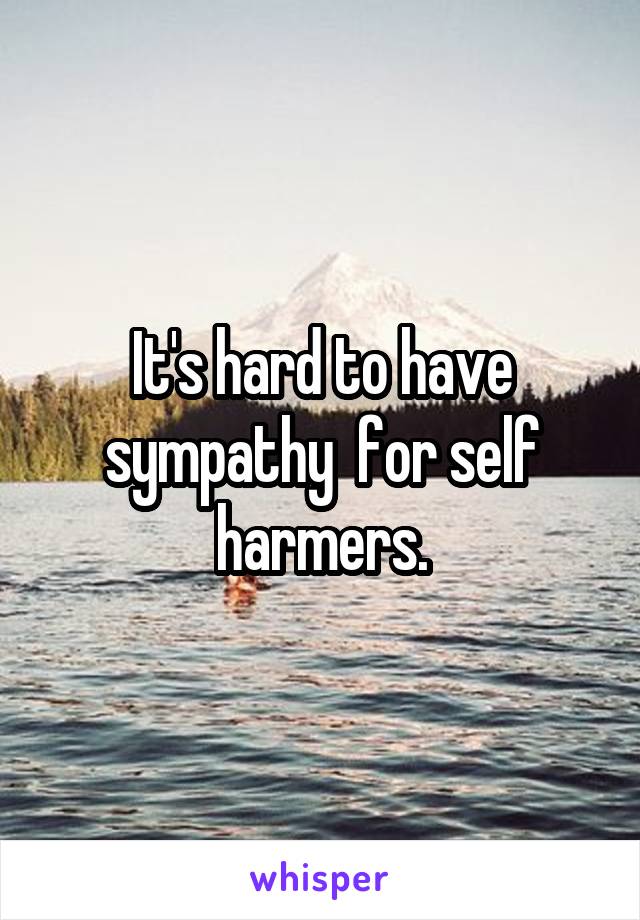 It's hard to have sympathy  for self harmers.