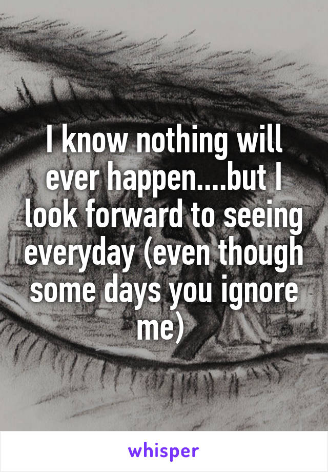 I know nothing will ever happen....but I look forward to seeing everyday (even though some days you ignore me) 