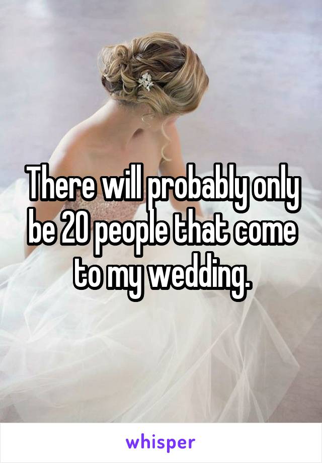 There will probably only be 20 people that come to my wedding.