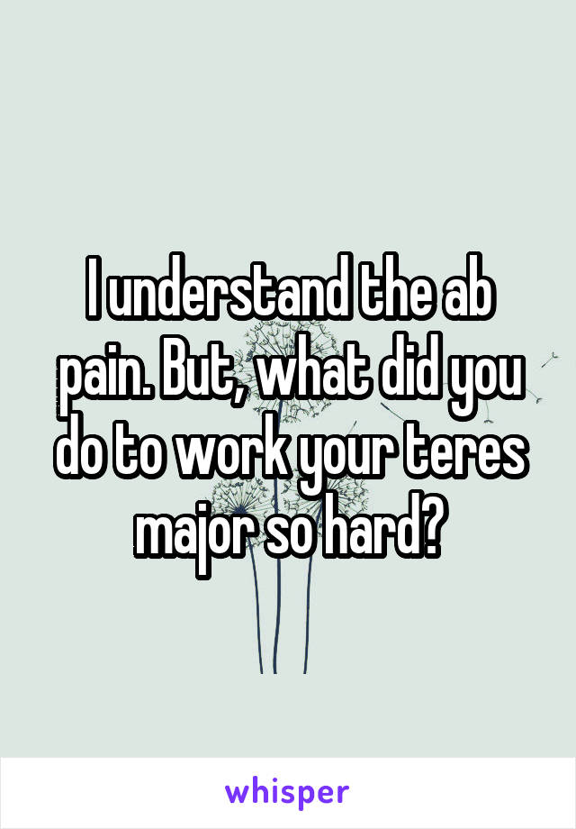 I understand the ab pain. But, what did you do to work your teres major so hard?