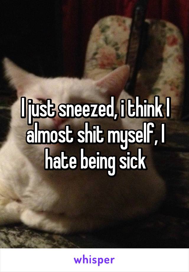 I just sneezed, i think I almost shit myself, I hate being sick