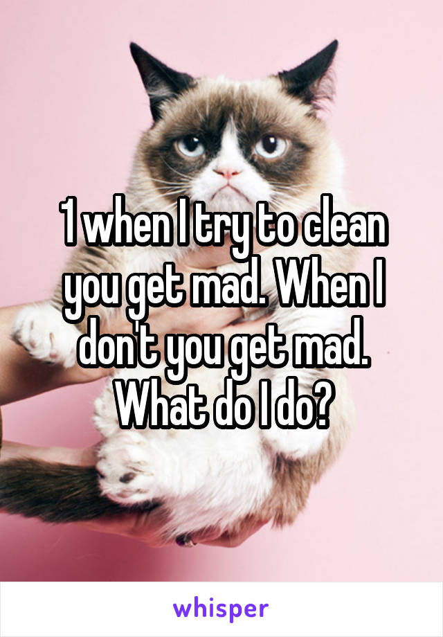 1 when I try to clean you get mad. When I don't you get mad. What do I do?