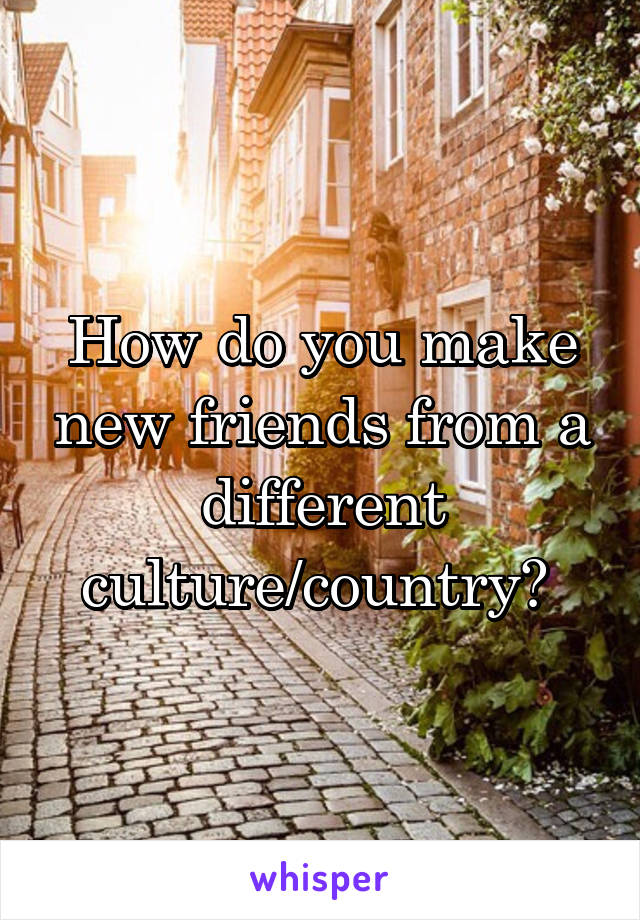 How do you make new friends from a different culture/country? 