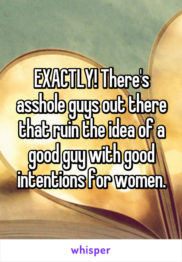 EXACTLY! There's asshole guys out there that ruin the idea of a good guy with good intentions for women.