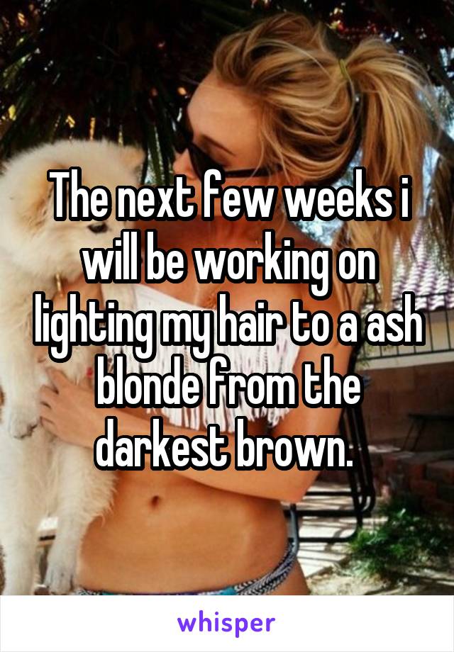 The next few weeks i will be working on lighting my hair to a ash blonde from the darkest brown. 