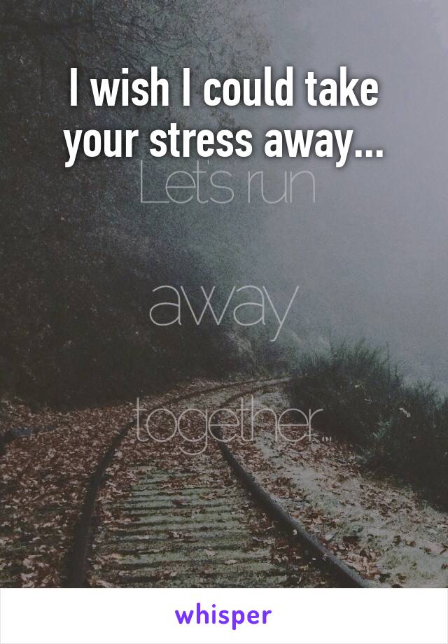 I wish I could take your stress away...







