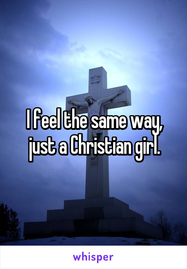 I feel the same way, just a Christian girl.