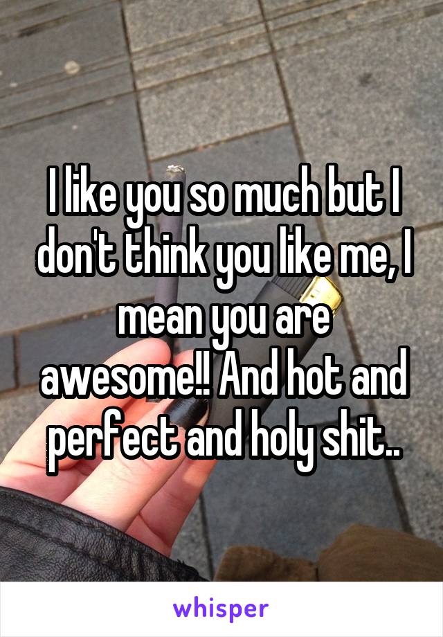 I like you so much but I don't think you like me, I mean you are awesome!! And hot and perfect and holy shit..