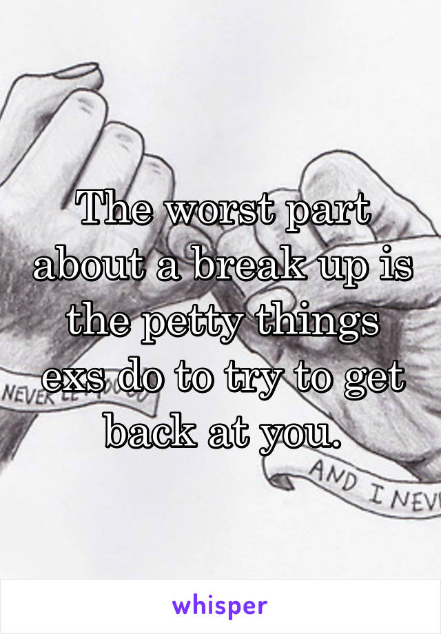 The worst part about a break up is the petty things exs do to try to get back at you.