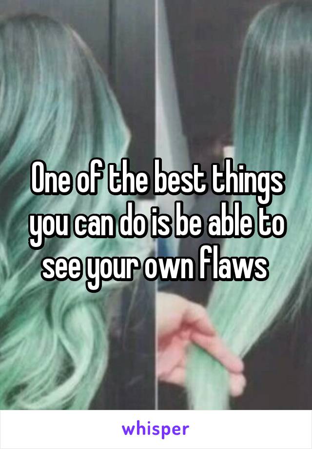 One of the best things you can do is be able to see your own flaws 