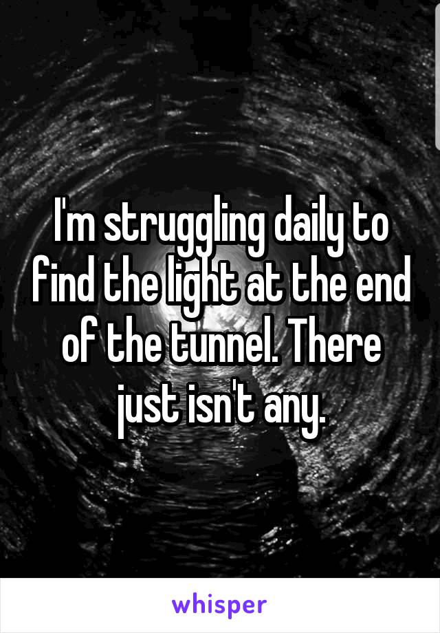 I'm struggling daily to find the light at the end of the tunnel. There just isn't any.