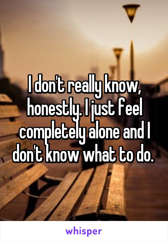 I don't really know, honestly. I just feel completely alone and I don't know what to do. 