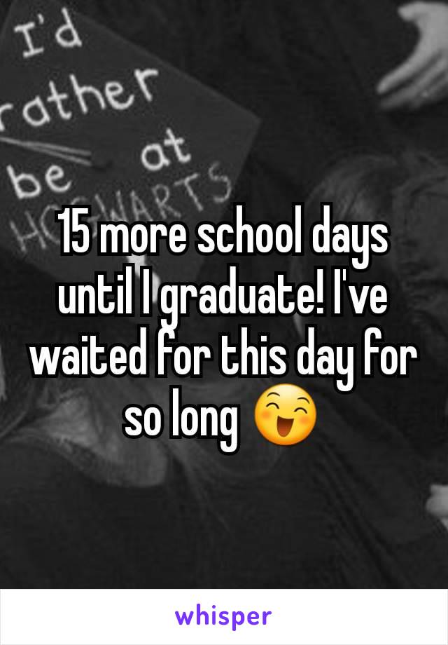 15 more school days until I graduate! I've waited for this day for so long 😄