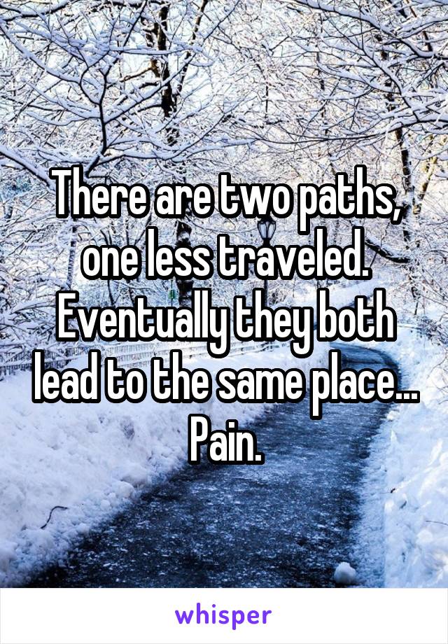 There are two paths, one less traveled. Eventually they both lead to the same place...
Pain.