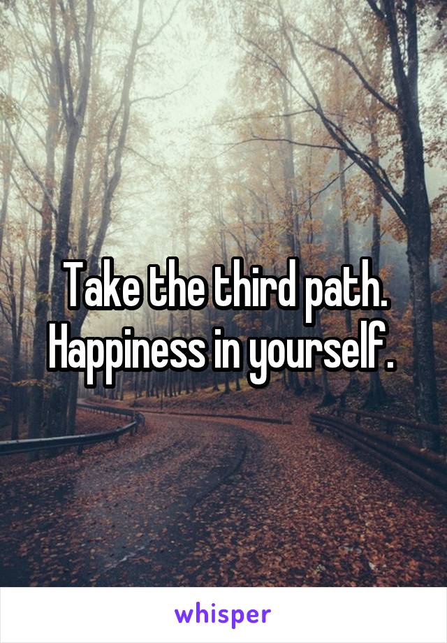 Take the third path. Happiness in yourself. 