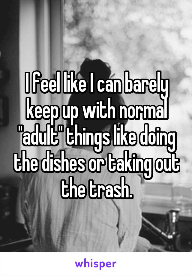 I feel like I can barely keep up with normal "adult" things like doing the dishes or taking out the trash.