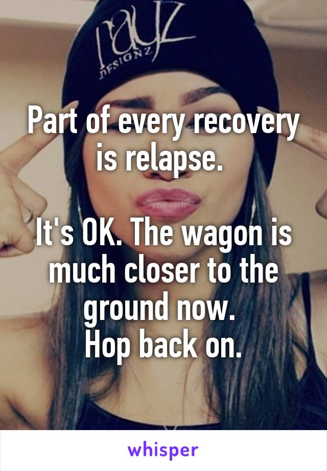 Part of every recovery is relapse. 

It's OK. The wagon is much closer to the ground now. 
Hop back on.