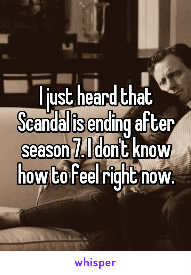 I just heard that Scandal is ending after season 7. I don't know how to feel right now.