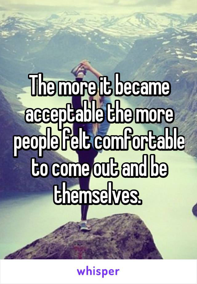 The more it became acceptable the more people felt comfortable to come out and be themselves. 