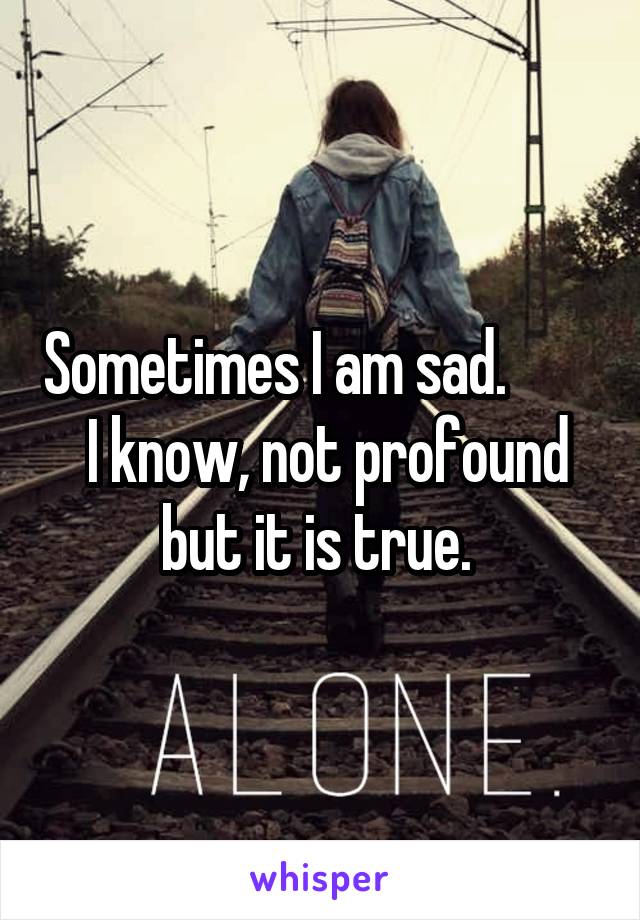 Sometimes I am sad.          I know, not profound but it is true. 