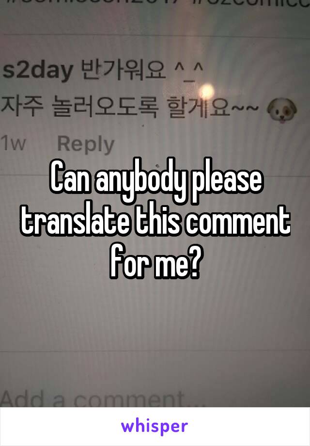 Can anybody please translate this comment for me?