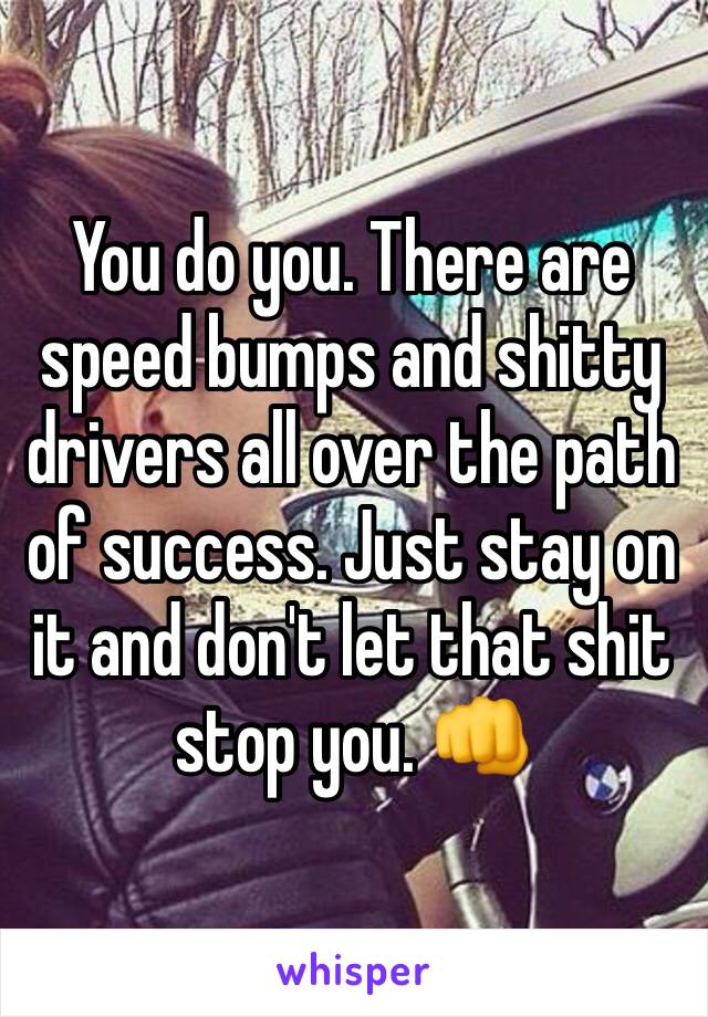 You do you. There are speed bumps and shitty drivers all over the path of success. Just stay on it and don't let that shit stop you. 👊