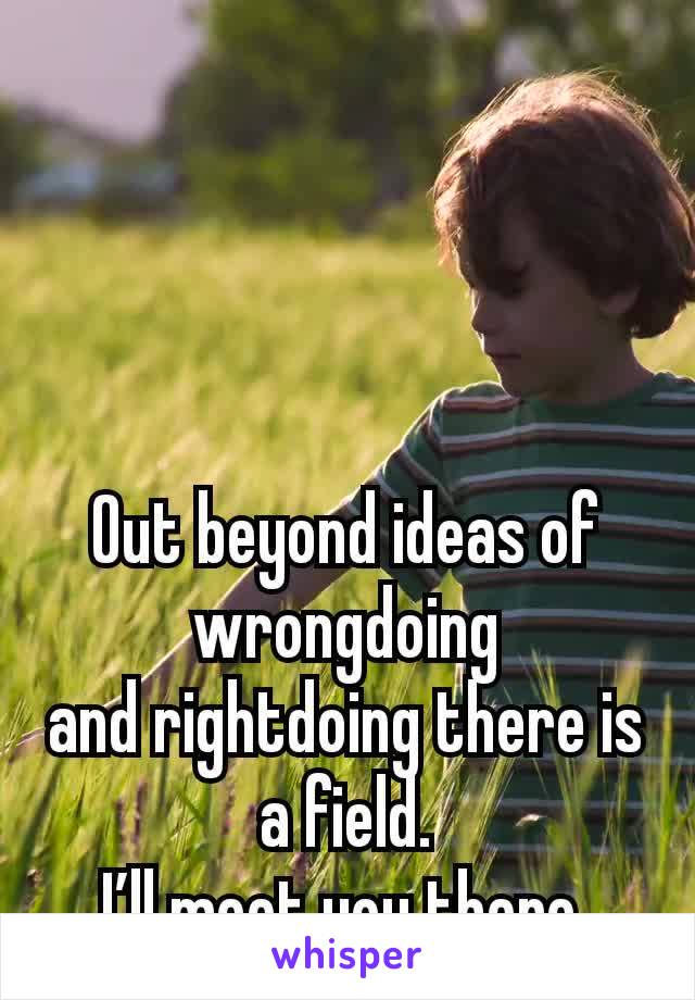 Out beyond ideas of wrongdoing
and rightdoing there is a field.
I’ll meet you there.