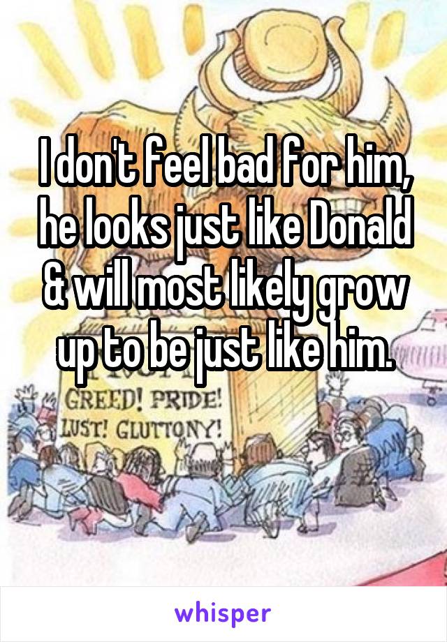 I don't feel bad for him, he looks just like Donald & will most likely grow up to be just like him.

