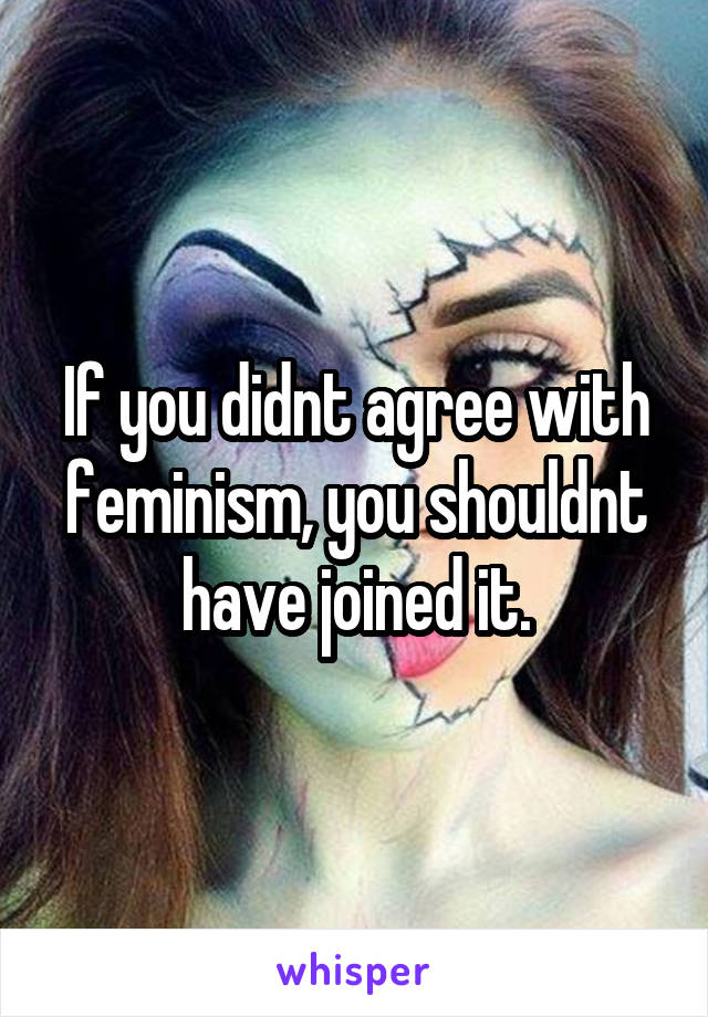 If you didnt agree with feminism, you shouldnt have joined it.