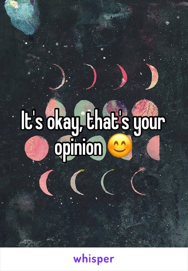 It's okay, that's your opinion 😊