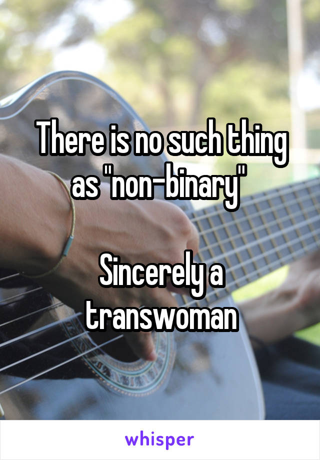 There is no such thing as "non-binary" 

Sincerely a transwoman
