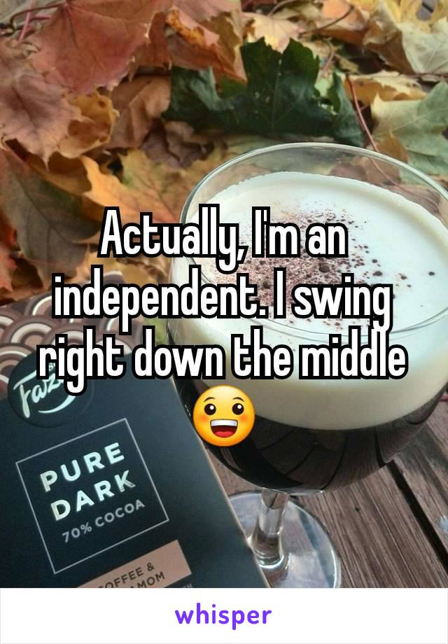 Actually, I'm an independent. I swing right down the middle
😀