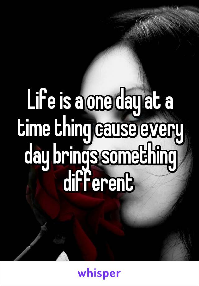 Life is a one day at a time thing cause every day brings something different 